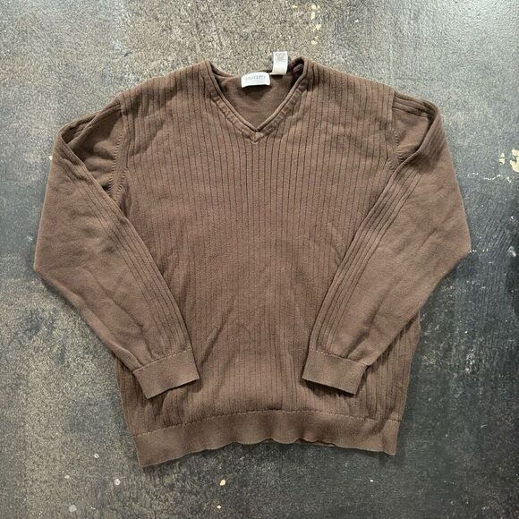 Concepts By Claiborne Sweater Long Sleeve V-Neck Women’s Size Large Brown Color - Picture 1 of 7